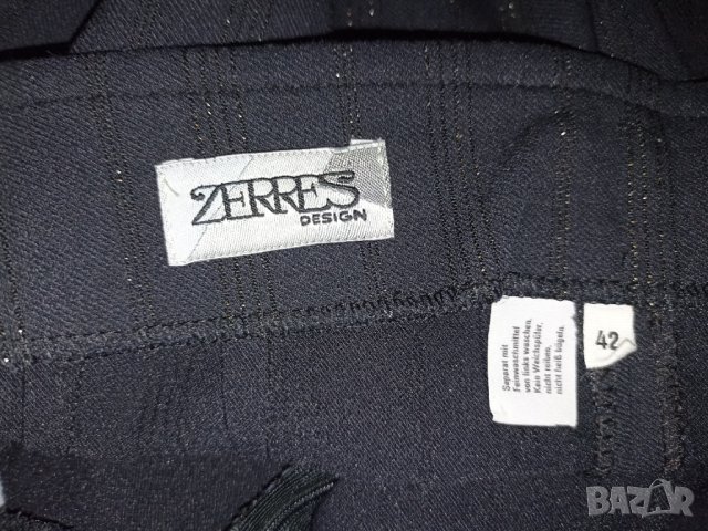 Zerres L/42- Дамски  еластичен черен клин- панталон с отвесни семпли брокатени ивици, снимка 7 - Клинове - 43139041
