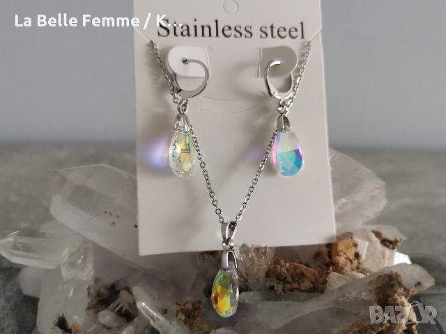 Комплект колие и обеци от медицинска стомана 316L, снимка 6 - Бижутерийни комплекти - 37269209