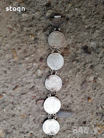 Възрожденска гривна от сребърни монети , снимка 3 - Колекции - 34568375