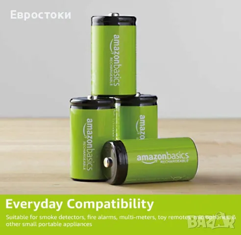 Акумулаторни батерии AmazonBasics C Cell 1.2V 5000mAh Ni-MH, комплект от 4 броя, снимка 4 - Друга електроника - 49293188