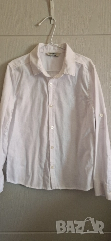 Детска риза с дълъг ръкав  размер: 128/134 материя: памук цвят: бяла подходяща за официална без забе