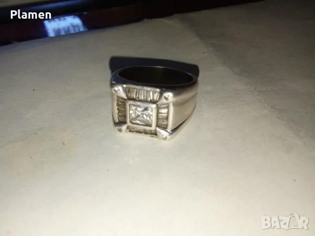 Мъжки сребърен пръстен с цирконии, снимка 1