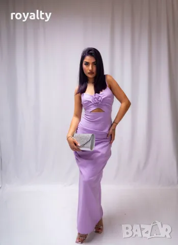 Елегантна лилава дамска рокля 