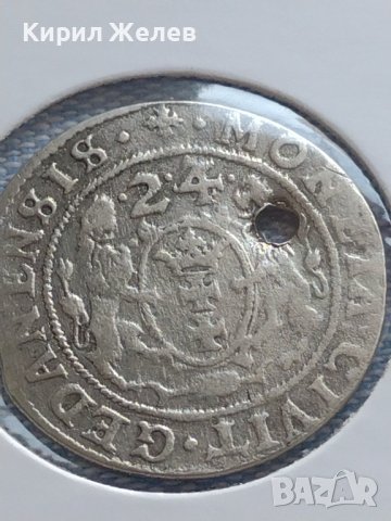 Сребърна монета Орт 1624г. Сигизмунд трети Данциг ПОЛША 24951, снимка 9 - Нумизматика и бонистика - 43015103