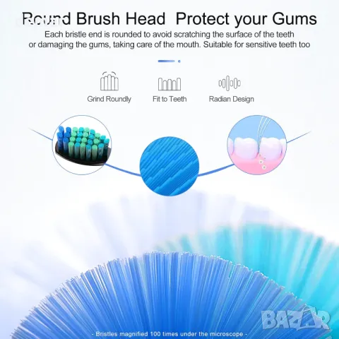 Teeteck Резервни глави за четки за зъби, за Fairywill 507/508/D7/D8/515/551/917/959, черни, 10 броя, снимка 4 - Други - 49255501