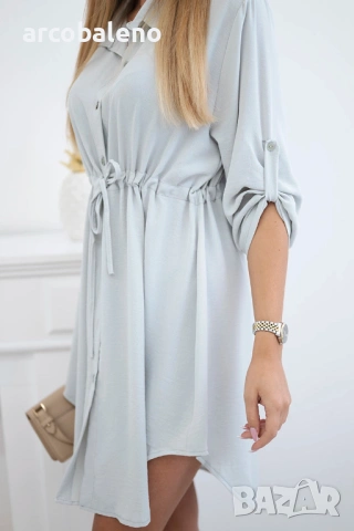 Дамска рокля с копчета и връзка на талията, 3цвята , снимка 9 - Рокли - 47244578