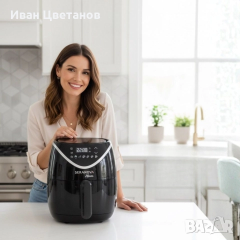 Фритюрник с горещ въздух (Air Fryer) Seranova, 5L, 2000W, Дигитален сензорен дисплей