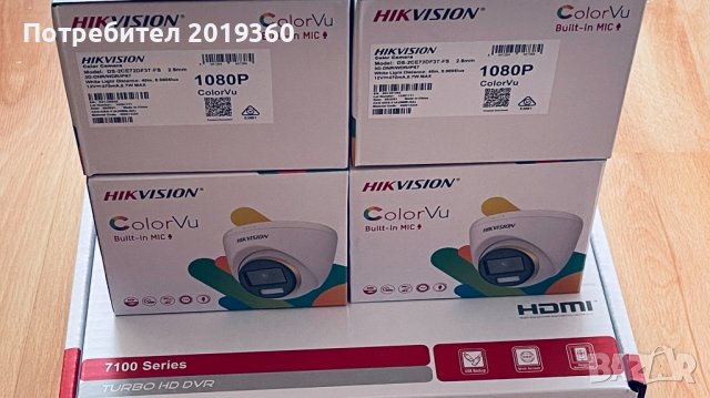 Комплект с 4 бр. ColorVu + Audio 1080P камери Hikvision, снимка 1 - Комплекти за видеонаблюдение - 40413994