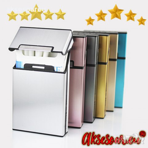 Алуминиева Стилна табакера кутия Слим Slim за тънки цигари мурати слим Murati slim gold 