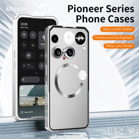 Магнитен калъф за Nothing Phone (3) 5G- матов полупрозрачен PC гърб, метален рамка, Magsafe, Вкл. Пр, снимка 4 - Калъфи, кейсове - 52659676