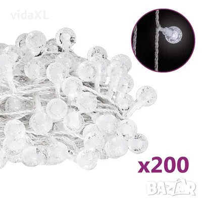 vidaXL Светещи топки стрингове 20 м 200 LED студено бели 8 функции(SKU:328811), снимка 1 - Други - 48269524