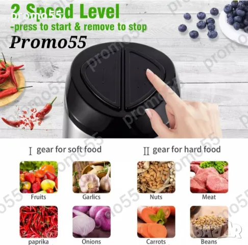 Професионален Електрически Чопър Месомелачка 2L. 1200W, снимка 7 - Кухненски роботи - 48660022