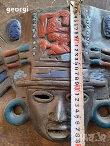 ацтекска керамична маска 32/3, снимка 7 - Декорация за дома - 53141817