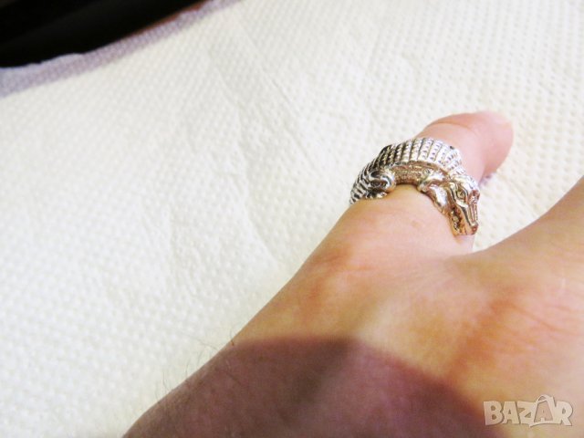 Мъжки сребърен пръстен КРОКОДИЛ - покажи търпеливост сила и мъдрост като крокодила , снимка 2 - Пръстени - 33387362