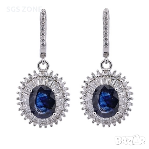 Сребърени Обеци със Сапфири от Таиланд 