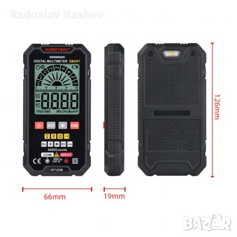Професионален мултицет Цифров интелигентен измервател на напрежение HABOTEST HT125 SMART MULTIMETER , снимка 4 - Стойки, 3D очила, аксесоари - 39080836