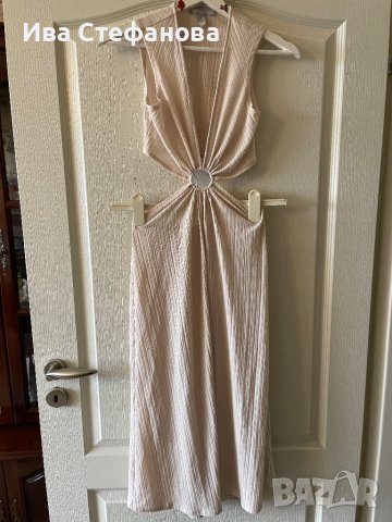 Уникална рокля ASOS Asos рязана в талията кръста еластична елегантна дълга телесна бежова , снимка 7 - Рокли - 40339667