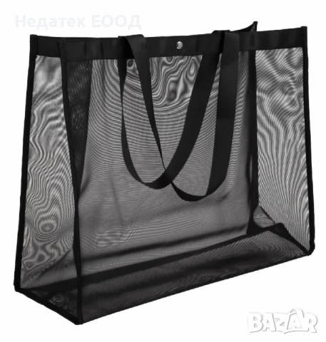 Плажна мрежеста чанта, Черен, 52x18x40см., снимка 2 - Чанти - 50711334