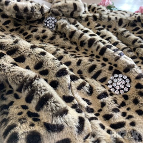 Елегантно палто с леопардов принт, дамско леопардово палто с косъм, пухкаво, еко, S, M, снимка 5 - Палта, манта - 43117202