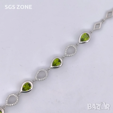 гривна от сребро 925 с перидот, снимка 7 - Гривни - 51264535