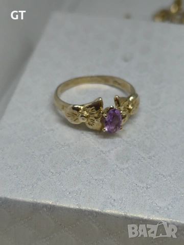 Сребърен 925 пръстен с естествен аметист, снимка 3 - Пръстени - 53573092