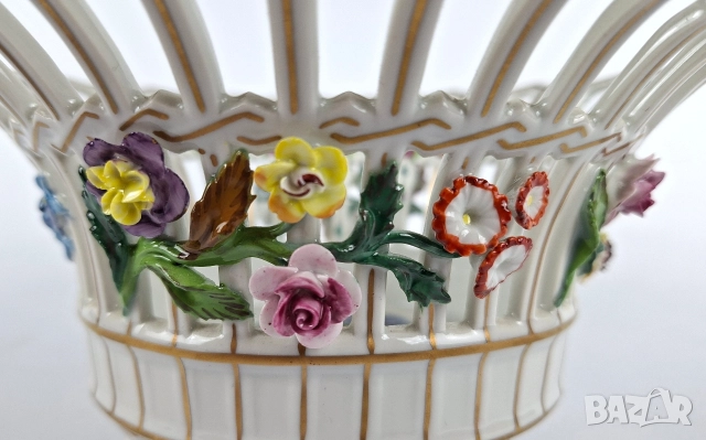 Ажурена фруктиера - Carl Thieme, Potschappel, Dresden, снимка 5 - Декорация за дома - 52740212