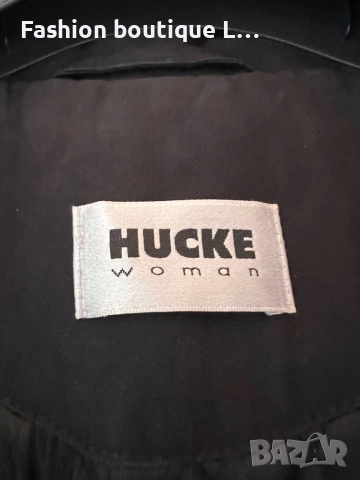 Дълго черно зимно яке с качулка и много джобове М размер с ластик в талията който се стяга 🖤, снимка 7 - Якета - 52401596