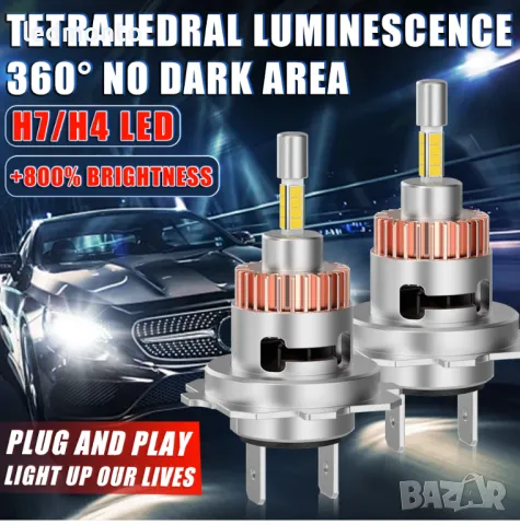 H7 LED крушки 150w мини 4-странни Canbus, 30000LM