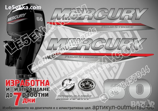 MERCURY 60 hp FS 2019-2022 Меркюри извънбордов двигател стикери надписи лодка яхта outmerfs3-60, снимка 1 - Аксесоари и консумативи - 43249217