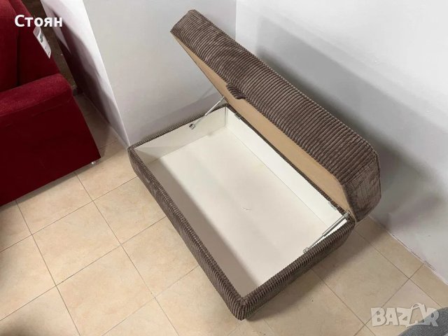 Голяма светло кафява табуретка от плат ракла, снимка 3 - Дивани и мека мебел - 40781537