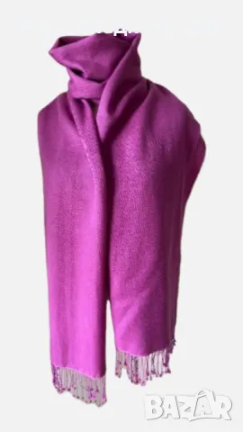 Лилав шал от 100 % пашмина/ голям шал, снимка 2 - Шалове - 44013862
