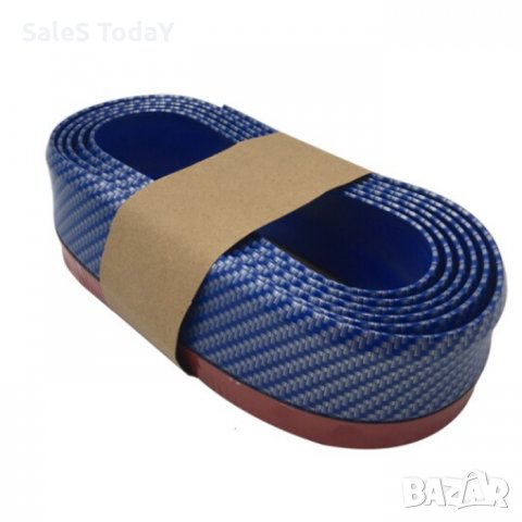 Лип спойлер за прагове и брони, универсален 2,5м., син карбон