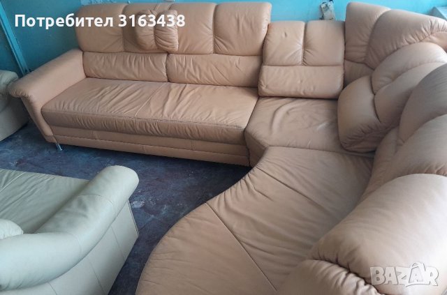 Ъглов диван естествена кожа, снимка 4 - Дивани и мека мебел - 37912474