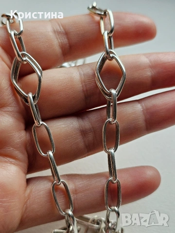 Красиво сребърно колие със сърце, снимка 2 - Колиета, медальони, синджири - 53138641