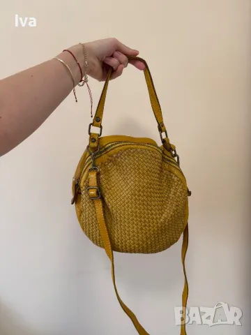 Кръгла чанта естествена кожа, снимка 5 - Чанти - 49347511