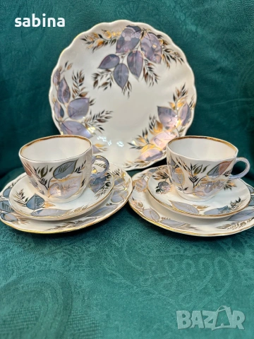 Руски порцелан-Тройни сетове за кафе „Лунен“ /Лунный/, произведен от ЛФЗ  „Ломоносов