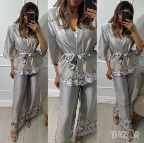 сатенени луксозни комплекти риза и панталон , снимка 3 - Комплекти - 50873330