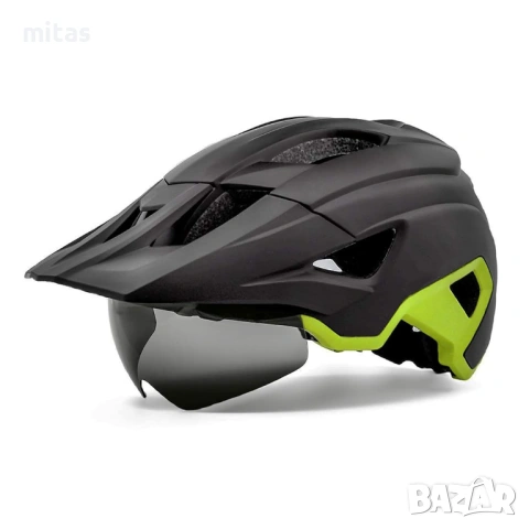 Вело каска + магнитни очила + LED светлина MARTAR, Сертифицирана, M/L, снимка 2 - Аксесоари за велосипеди - 53122260