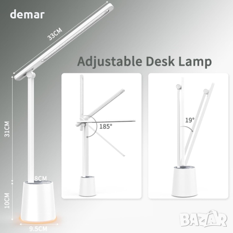 Настолна лампа LONGTOO, 9W димируема LED, 3 режима, 5 цветови температури, снимка 3 - Настолни лампи - 44894948