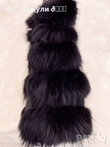 Пухкав елек с естествен косъм от сребърна лисица, снимка 5 - Елеци - 53210065