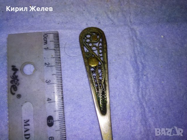 СТАРИННА РУСКА БРОНЗОВА ДЕБЕЛО ПОСРЕБРЕНА ЛЪЖИЦА МНЦ с ФИЛИГРАННА ОРНАМЕНТИКА РЪЧНА ИЗРАБОТКА 42124, снимка 10 - Колекции - 43806687
