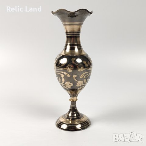 Ваза месинг флорал, снимка 2 - Антикварни и старинни предмети - 43861795