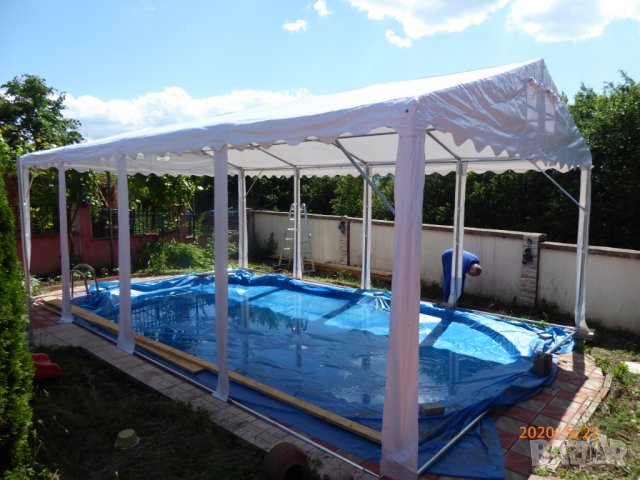 Професионална шатра 5x8 м, огнеустойчив PVC брезент 550 гр/м2, снимка 11 - Градински мебели, декорация  - 26312191