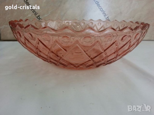 антикварна купа  фруктиера цветно розово стъкло, снимка 9 - Антикварни и старинни предмети - 26223692