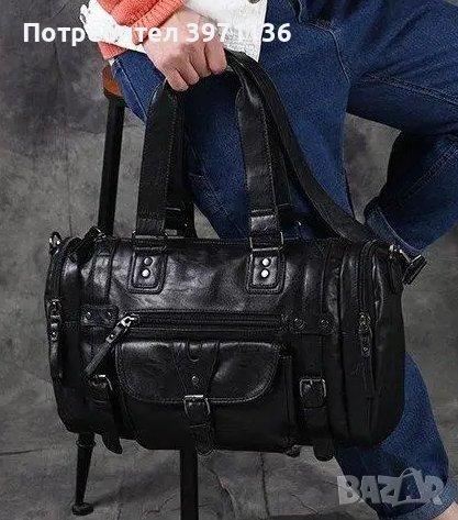 Черни пътни чанти от еко кожа, снимка 4 - Чанти - 44132870