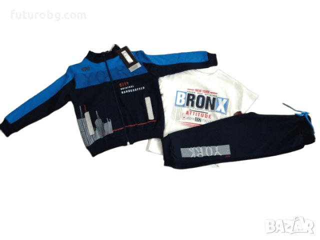 Сет от три части за момче в синьо и бяло, снимка 2 - Детски комплекти - 40425803