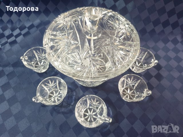 Голям кристален съд и чаши за боле, снимка 2 - Сервизи - 38812863