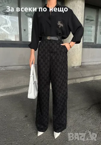 Дамски комплект с риза с бродирано лого Gucci - 3 налични цвята Код A126, снимка 8 - Комплекти - 47489298