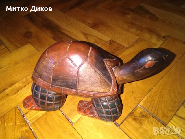 Дървена костенурка Н-110мм размер 230х110х145мм, снимка 6 - Декорация за дома - 26506459