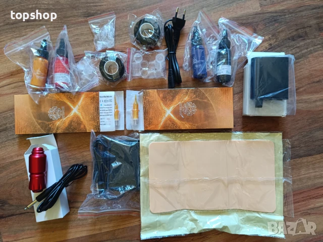 ЧИСТО НОВ комплект за татуировки, машина за татуировки, комплект ротационни писалки с патрони, захра, снимка 6 - Друга електроника - 50694235